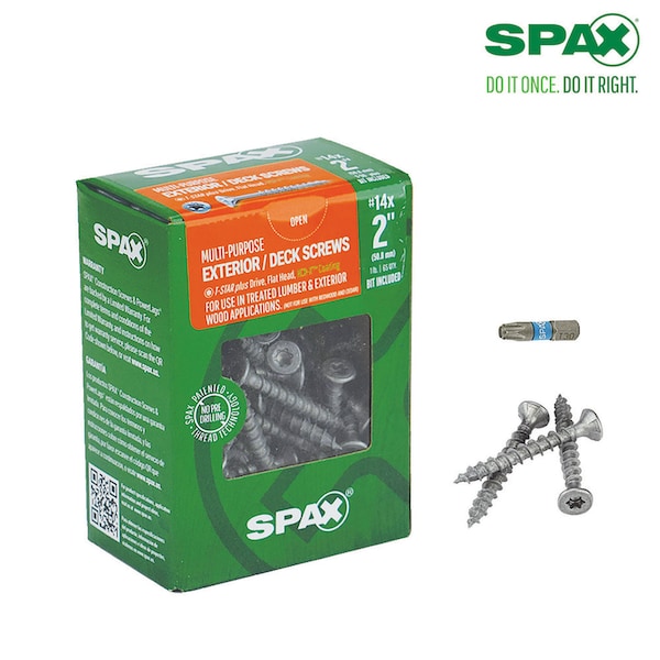 Deck Screw, #14 x 2 in, Flat Head, Torx Drive